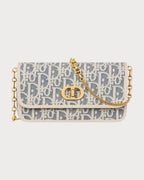 CHRISTIAN DIOR Miss Caro Pouch with Chain Oblique Jacquard(Small/Blue)