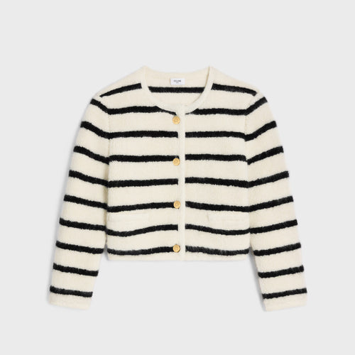 CELINE Mariniere Cardigan Jacket in Wool | 賽琳 羊毛水手風開襟外套(黑色/米白色)