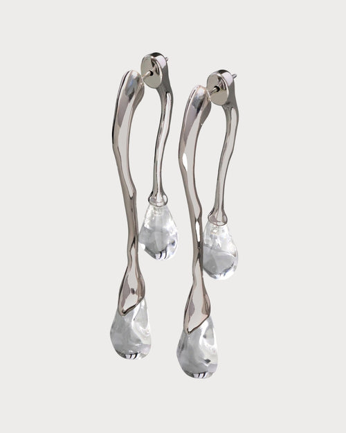 ALEXIS BITTAR Lucite Silver Front Back Double Drop Earring(2 Colors)