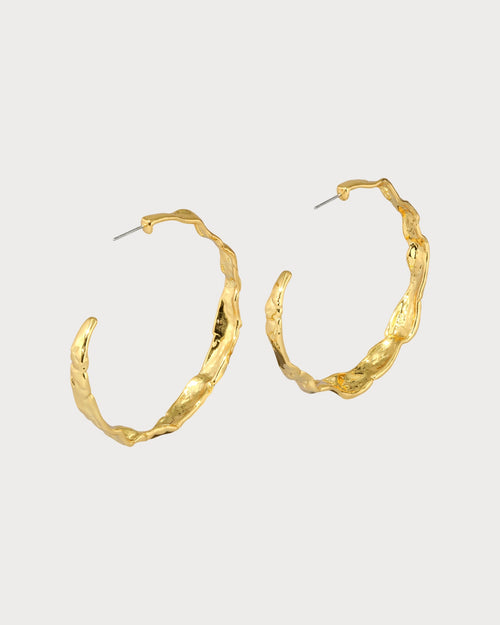 ALEXIS BITTAR Brut Textured Gold Hoop Earring | 耳環 (金色)