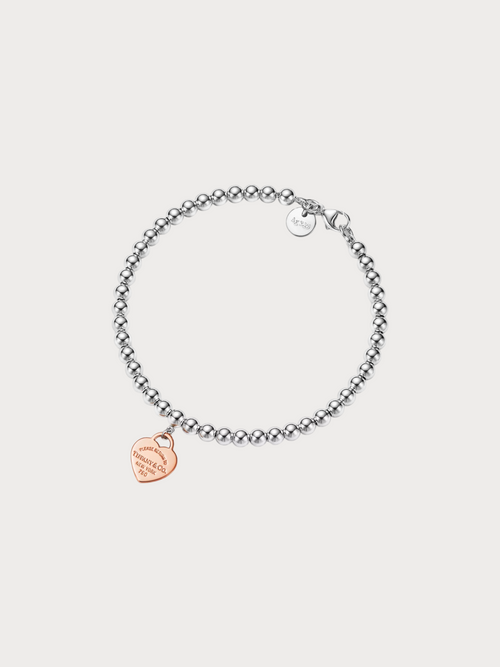 TIFFANY & CO. Heart Tag Bead Bracelet 4mm(Silver/Rose Gold)