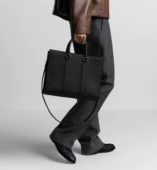 حقيبة توت رجالية متوسطة الحجم من كريستيان ديور | حقيبة يد رجالية من كريستيان ديور (أسود)