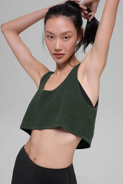 ALO YOGA Cashmere Plush Waffle Cropped Tank | 羊絨絨毛格紋短版背心 (多色) - LondonKelly 英國名牌代購
