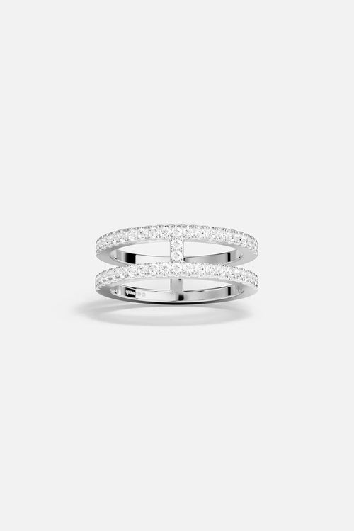 APM MONACO A22677OX Double Line Pave Ring | 雙排鑲石戒指 (銀色) - LondonKelly 英國名牌代購