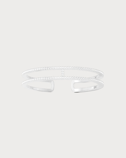 APM MONACO AB5122OX Double Line Pave Cuff | 雙排鑲石手鐲 (銀色) - LondonKelly 英國名牌代購