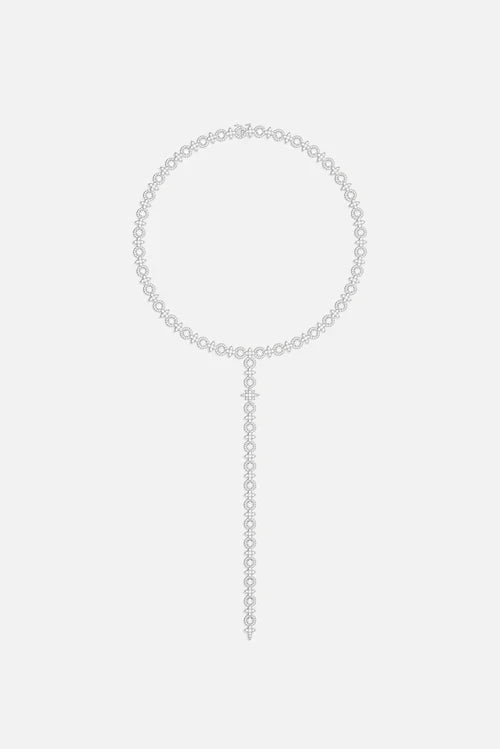 APM MONACO AC6777OX Pave Meteorites & Circles Y - drop Choker | 鋪鑽與圓圈 Y 字垂墜頸鍊 (銀色) - LondonKelly 英國名牌代購