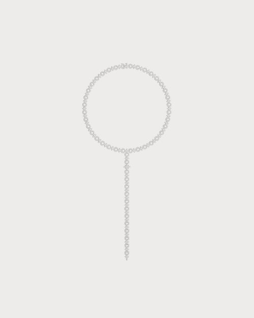 APM MONACO AC6777OX Pave Meteorites & Circles Y - drop Choker | 鋪鑽與圓圈 Y 字垂墜頸鍊 (銀色) - LondonKelly 英國名牌代購