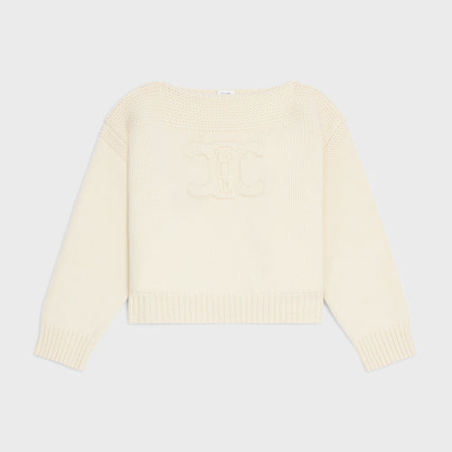 CELINE Boat Neck Sweater in chunky cashmere | 賽琳 厚實羊絨船領毛衣(米白色)