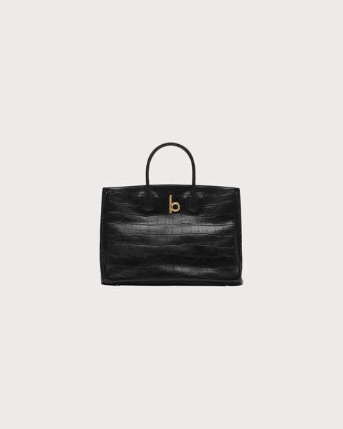 BURBERRY Small Rocking Horse Tote Croc - Effect Black | 博柏利 鱷魚皮手袋 (細碼/黑色) - LONDONKELLY 英國名牌代購
