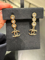 CHANEL CC Triple Crystal Drop Earrings(Gold) - LONDONKELLY 英國名牌代購