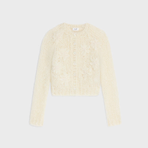 CELINE Embroidered Cardigan in Mohair | 賽琳 刺繡羊駝毛開襟衫(米白色)
