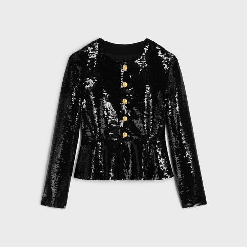 CELINE Embroidered Chelsea Jacket in Silk Muslin | 賽琳 絲綢棉紗刺繡切爾西外套(黑色)