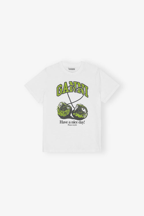 GANNI White Basic Jersey Cherry Relaxed T-shirt | 短袖車厘子T裇 (白色) - LondonKelly 英國名牌代購