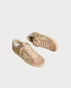 GOLDEN GOOSE Super - Star LTD in white mesh and pink nubuck with Swarovski crystals heel tab | 黃金鵝 黃金鵝 Super - Star LTD 白色網布與粉紅色絨面革款,搭配施華洛世奇水晶後跟標籤(白色網布與古玫瑰色) - LondonKelly 英國名牌代購