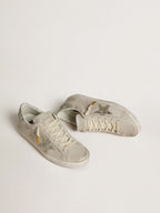 GOLDEN GOOSE Women's Super - Star LTD in ivory nappa leather with platinum glitter star and heel tab | 黃金鵝 女款 Super - Star LTD 象牙色納帕皮革款,搭配鉑金亮片星星與後跟標籤(象牙色) - LondonKelly 英國名牌代購