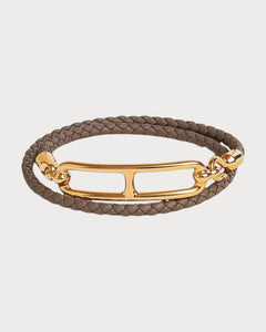 HERMES Roulis Double Tour Bracelet | 愛馬仕 手帶 (Etoupe/金色)