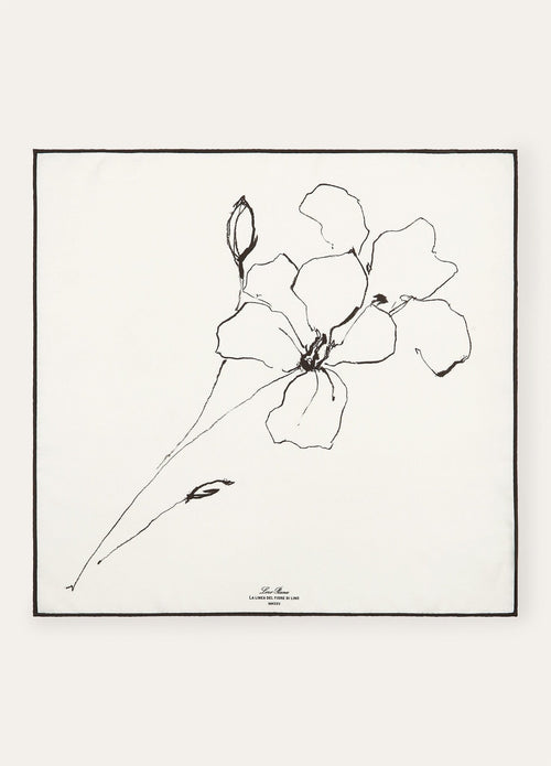 LORO PIANA La Linea Del Fiore Di Lino Foulard | 諾悠翩雅 絲巾 (黑白色) - LondonKelly 英國名牌代購