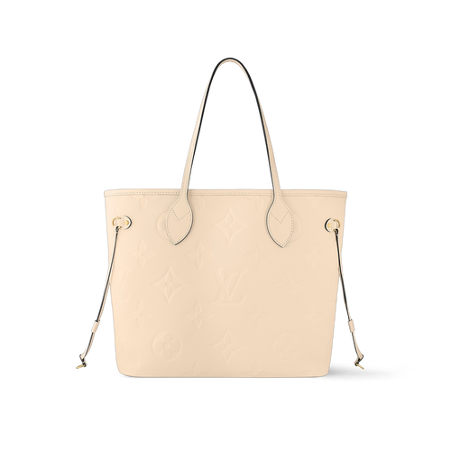 LOUIS VUITTON M45685 Neverfull MM Tote Bag Monogram Empreinte Leather | 路易威登 手提袋 (Cream)