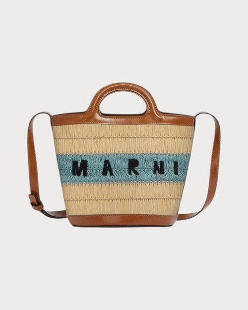 MARNI Raffia Effect and Blue Crochet Tropicalia Mini Bucket Bag | 瑪尼 草編袋 (啡色) - LondonKelly 英國名牌代購