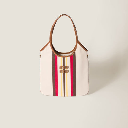 MIU MIU Ivy Canvas and Leather Bag | 繆繆 腋下袋 (啡白色) - LondonKelly 英國名牌代購