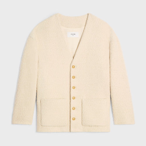CELINE Oversized Jacket in Cashmere Natte | 賽琳 羊絨粗紡超大外套(象牙色)