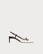ROGER VIVIER Viv’ Canard Slingback Pumps in Patent Leather | RV 漆皮後帶高跟鞋 (黑白色) - LondonKelly 英國名牌代購