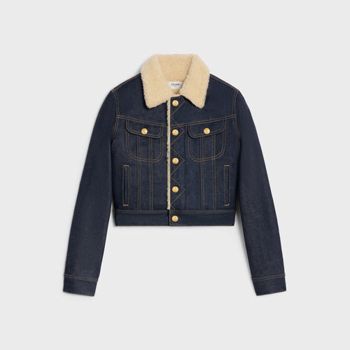 CELINE Trucker Sherpa Jacket in raw Wash Denim Rinsed | 賽琳 水洗牛仔布卡車款羊羔絨外套(淺藍色)