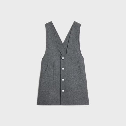 CELINE Tunic Mini Dress in Wool Cloth | 賽琳 羊毛布料束腰迷你洋裝(中灰色)