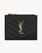 YSL SAINT LAURENT Cassandre Matelasse Bi - Fold Wallet In Grain Leather | 聖羅蘭 銀包 (黑色) - LONDONKELLY 英國名牌代購