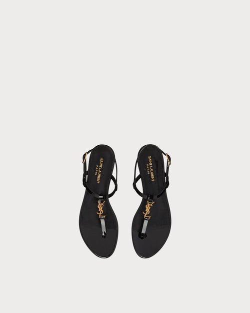 YSL SAINT LAURENT Patent Leather Cassandra Sandals | 聖羅蘭 涼鞋 (黑色) - LondonKelly 英國名牌代購