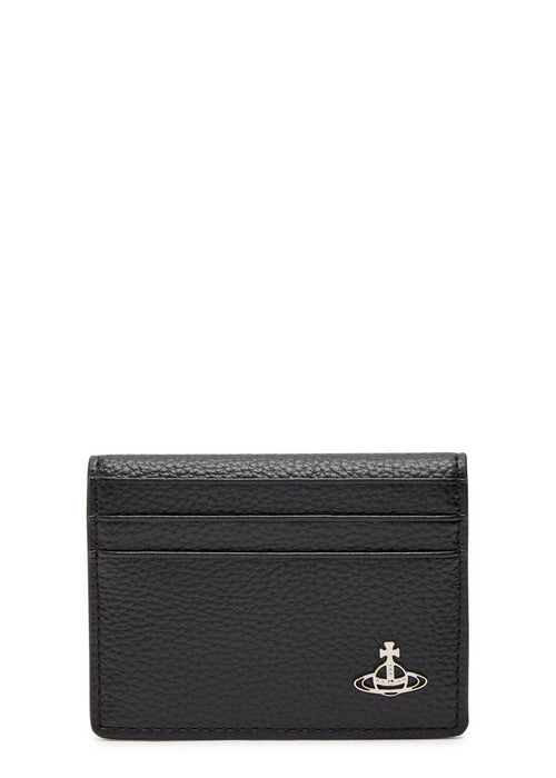 VIVIENNE WESTWOOD Men's Orb Faux Grained Leather Card Holder | 西太后 男仕卡套銀包 (黑色)