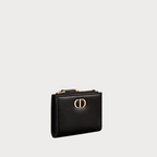 CHRISTIAN DIOR 30 Montaigne Dahlia Wallet Smooth Calfskin(Black)
