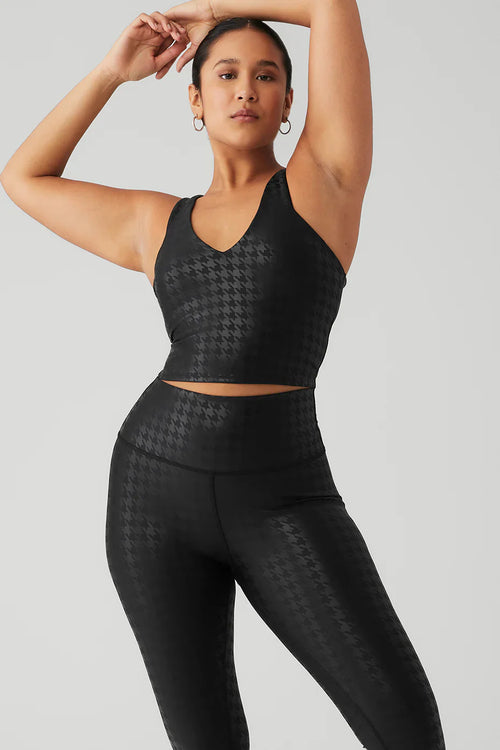 ALO YOGA Airlift Glimmer Houndstooth Real Bra Tank | 千鳥格背心 (黑色)