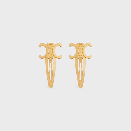 CELINE Set of 2 Snap Hair Clip in Brass | CELINE Set of 2 Snap Hair Clips (Multi-Color)
