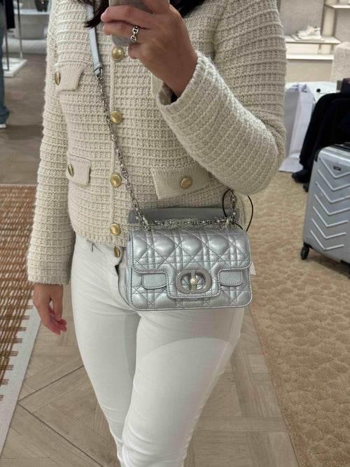 CHRISTIAN DIOR Mini Dior Jolie Top Handle Bag(Silver)