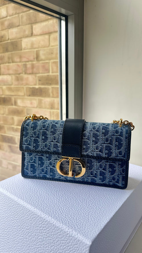 CHRISTIAN DIOR 30 Montaigne East-West Bag with Chain | Dior Handbag (Blue)