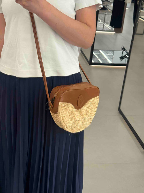 YSL SAINT LAURNET Monogramme Coeur Crossbody Bag Raffia(Tan)