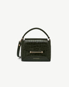 STRATHBERRY Mosaic Nano Croc-Embossed | حقيبة يد بنمط جلد التمساح المنقوش (أخضر داكن)