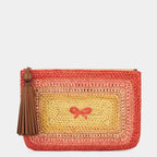 ANYA HINDMARCH Raffia Tassel Bow Clutch | 安雅·希德瑪芝 草編流蘇蝴蝶結手拿包（橙色／多色） - LondonKelly 英國名牌代購