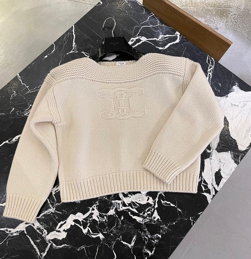 CELINE Boat Neck Sweater in chunky cashmere | 賽琳 厚實羊絨船領毛衣（米白色） - LondonKelly 英國名牌代購