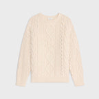 CELINE Crew Neck Sweater in Aran Cashmere and Wool | 賽琳 阿蘭花紋羊絨羊毛圓領毛衣（米白色） - LondonKelly 英國名牌代購