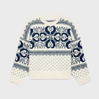 CELINE Crew Neck Sweater In Fair Isle Wool and Cashmere | 賽琳 費爾島羊毛與羊絨圓領毛衣（米白色／海軍藍） - LondonKelly 英國名牌代購