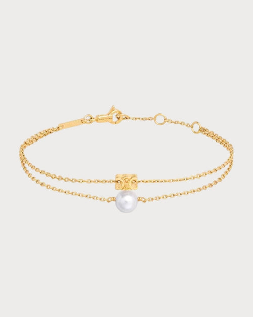 CELINE Les Perles Celine Bracelet Resin Pearl & Brass(Gold) - LONDONKELLY 英國名牌代購