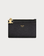 CELINE Zipped Card Holder Triomphe Charms In Grained Calfskin | 賽琳 卡套 (多色) - LONDONKELLY 英國名牌代購