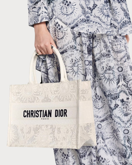 CHRISTIAN DIOR Dior Book Tote Toile de Jouy Soleil Macrame Embroidery Oblique Embroidery Canvas(Medium/2 Colors) - LONDONKELLY 英國名牌代購