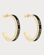 CHRISTIAN DIOR Large Dior Night Code Hoop Earrings Gold - Finish Metal, White Crystals | 迪奧 耳環 (多色) - LONDONKELLY 英國名牌代購