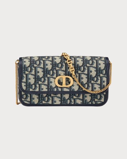 CHRISTIAN DIOR Miss Caro Pouch with Chain Oblique Jacquard(Small/Blue) - LONDONKELLY 英國名牌代購