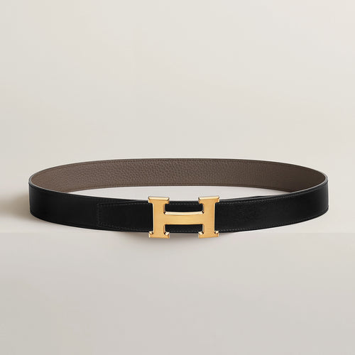 HERMES H Belt Buckle &amp; Reversible Leather Strap | Hermes double-sided belt (32MM/ multi-color gold buckle)