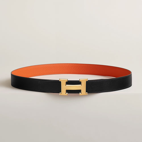 HERMES H Belt Buckle &amp; Reversible Leather Strap | Hermes double-sided belt (32MM/ multi-color gold buckle)