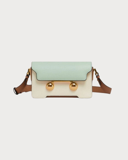 MARNI Green Cream and Brown Leather Trunkaroo Shoulder Bag(Mini/Green) - LONDONKELLY 英國名牌代購